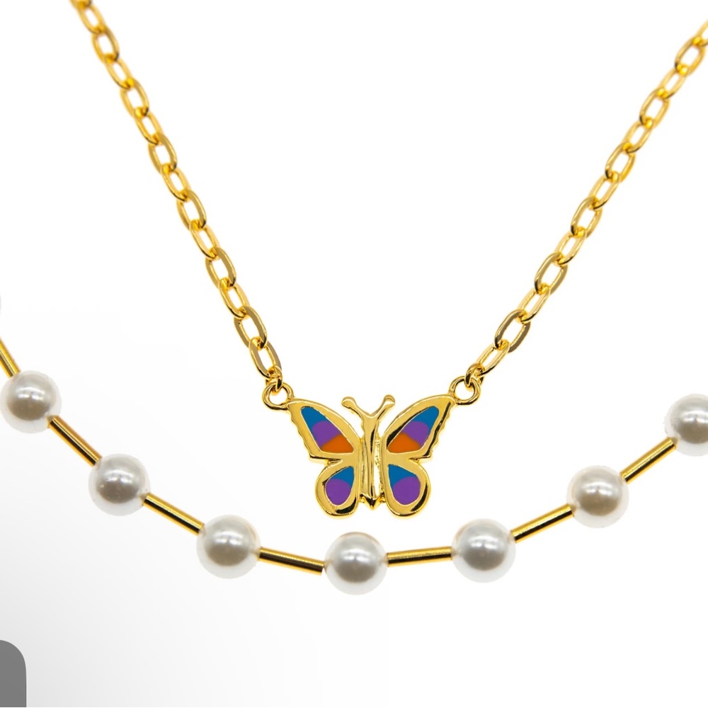 STUGAZI NWT Japan Exclusive Kiana Gold/Pearl Butterfly Necklace or Belt NEW - Picture 4 of 6